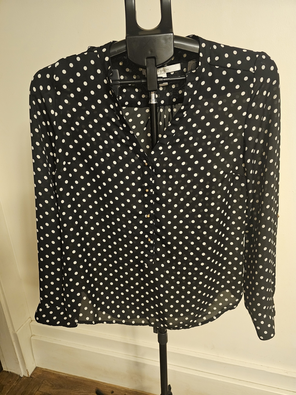 LC Lauren Conrad Black and White Polka Dot Blouse